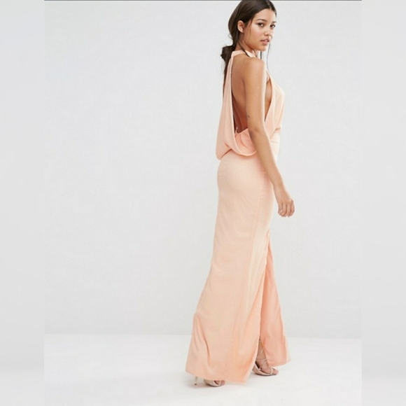 MISSGUIDED | Peach Cowl Back Maxi Dress - Picture 10 of 16